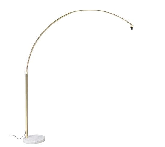 Lampe Arc En Laiton Avec Base En Marbre Blanc Réglable - Xxl