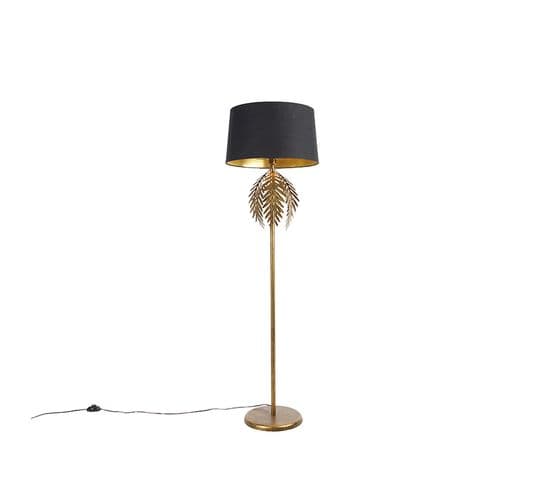 Lampadaire Vintage Or Avec Abat-jour En Coton Noir - Botanica