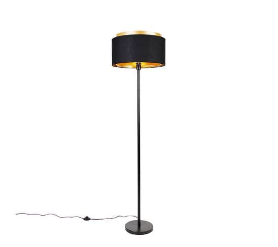 Lampadaire Moderne Noir Avec Abat-jour Noir Avec Or - Simplo