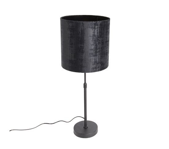 Lampe De Table Abat-jour Velours Noir Noir 25 Cm Réglable - Parte