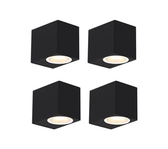 Lot De 4 Appliques Modernes Noires Ip44 - Baleno I