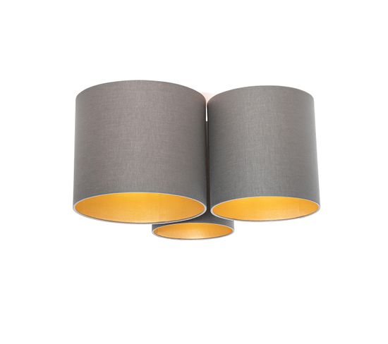 Plafonnier Taupe Avec Intérieur Doré 3 Lumières - Multidrum