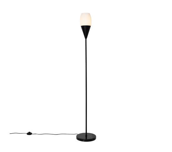 Lampadaire Moderne Noir Avec Verre Opale - Drop