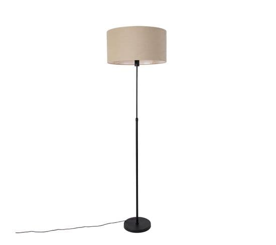 Lampadaire Noir Orientable Avec Abat-jour Marron Clair 50 Cm - Parte