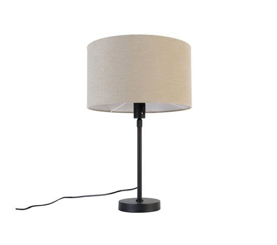 Lampe à Poser Noire Orientable Avec Abat-jour Marron Clair 35 Cm - Parte