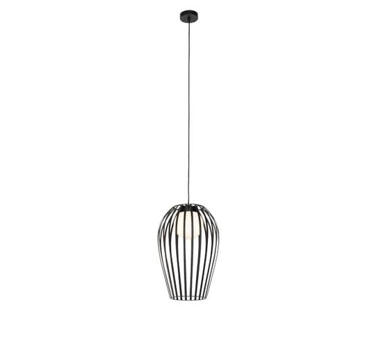 Lampe à Suspension Design Noire Avec Opale - Angela
