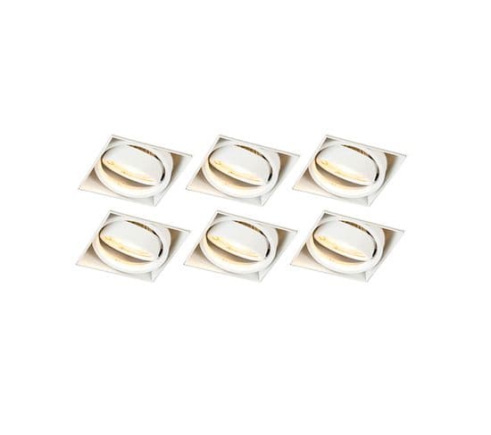 Lot De 6 Spots Encastrables Blanc Gu10 Inclinable Sans Collerette - Oneon