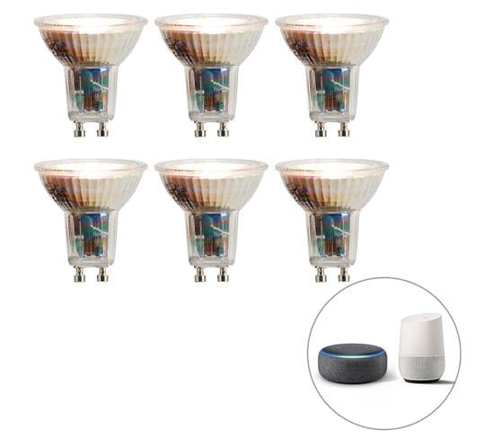 Lot De 6 Lampes LED Intelligentes Gu10 Dimmables En Kelvin 4,8w 400 Lm 1800k - 6500k