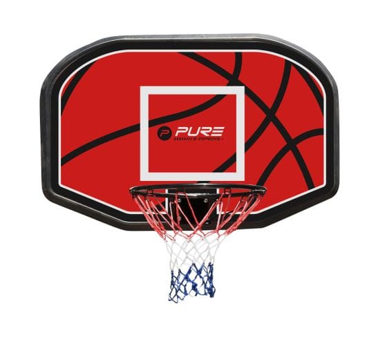 Panier De Basket-ball Anneau Avec Panneau Arrière Ø 45 Cm Noir / Rouge / Blanc