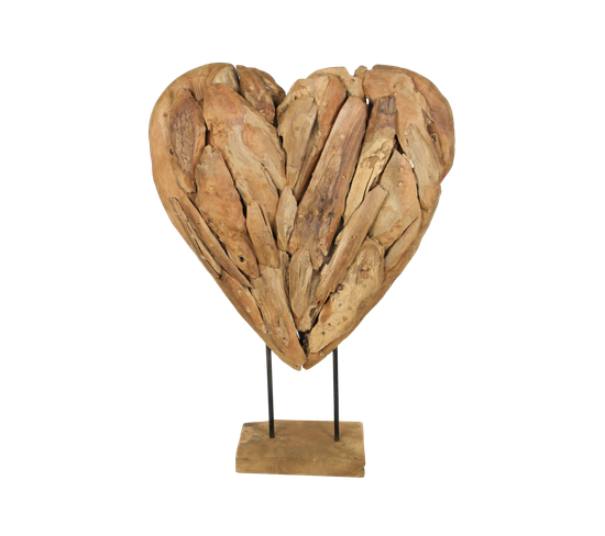 Sculpture Coeur En Bois (l) - Naturel 56*15*80