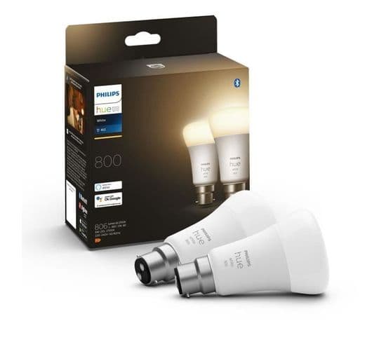 Hue White - Ampoule LED Connectée 9,5w - B22 - Compatible Bluetooth - Pack De 2