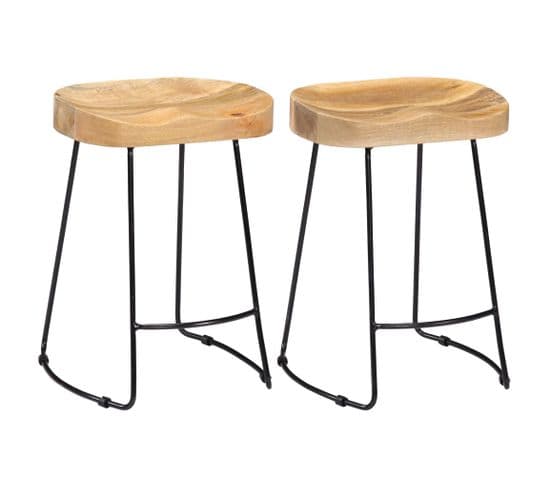 Tabourets De Bar Gavin Lot De 2 Bois De Manguier Solide