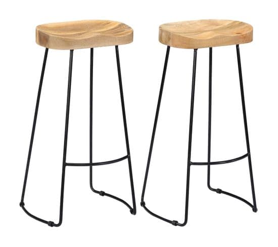 Tabourets De Bar Gavin Lot De 2 Bois De Manguier Massif