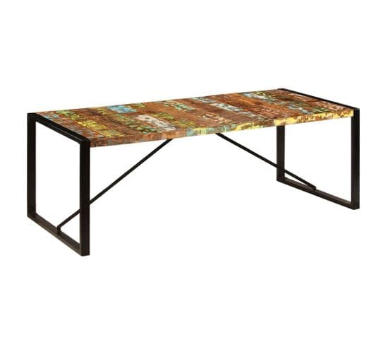 Table À Dîner 220x100x75 Cm Bois De Récupération Solide