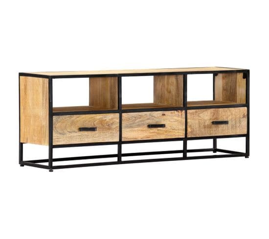 Meuble TV 120 X 30 X 45 Cm Bois Solide De Manguier