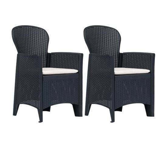 Chaises De Jardin 2 PCs Avec Coussin Anthracite Plastique