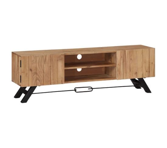 Meuble TV 140 X 30 X 45 Cm Bois D'acacia Massif