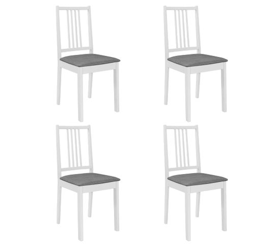 Chaises à Manger Lot De 4 Avec Coussins Blanc Bois Solide Siège Cuisine Dîner Intérieur