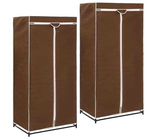 Lot de 2 Penderie Marron 75x50x160 Cm