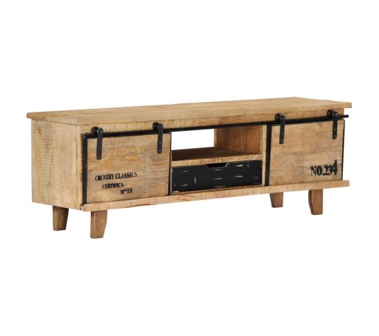 Meuble TV 120x30x40 Cm Bois Massif De Manguier