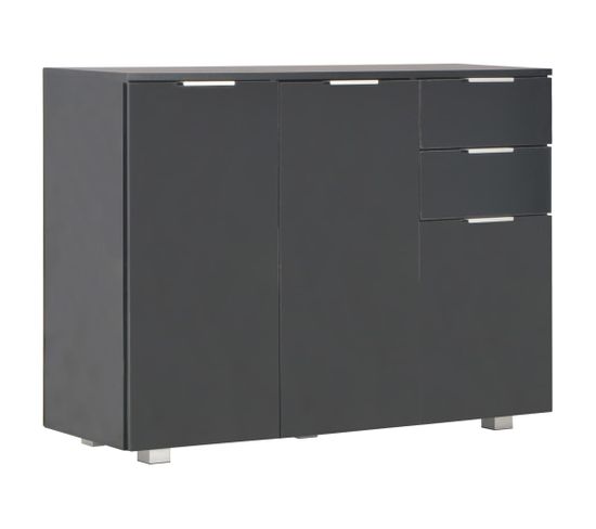 Buffet Noir Brillant 107x35x80,5 Cm