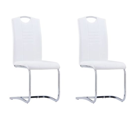 Chaises À Manger Cantilever Lot De 2 Blanc Similicuir