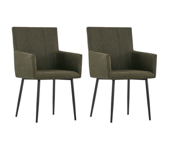 Chaises À Manger Avec Accoudoirs Lot De 2 Marron Tissu