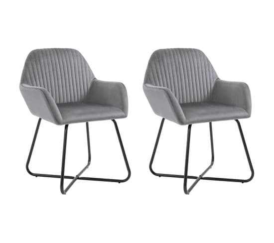 Chaises À Manger Lot De 2 Gris Velours