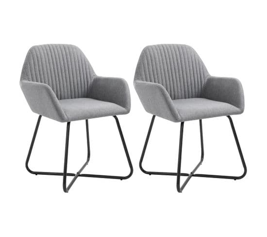 Chaises À Manger Lot De 2 Gris Clair Tissu