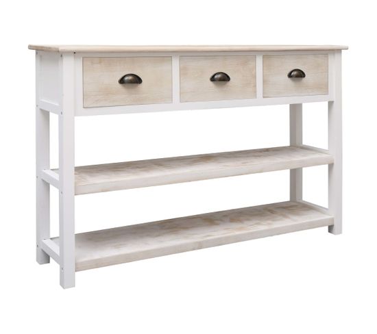 Table Console Naturel Et Blanc 115 X 30 X 76 Cm Bois