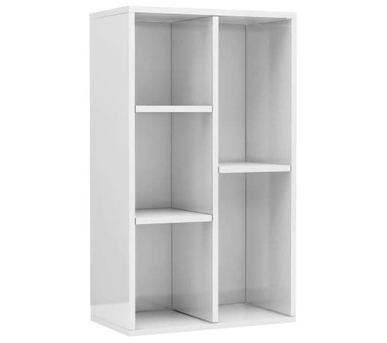 Bibliothèque/buffet Blanc Brillant 50x25x80 Cm Aggloméré