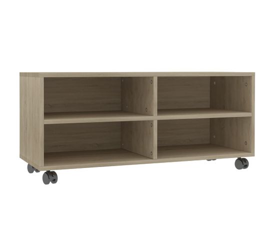 Meuble TV Avec Roulettes Chêne Sonoma 90x35x35 Cm Aggloméré