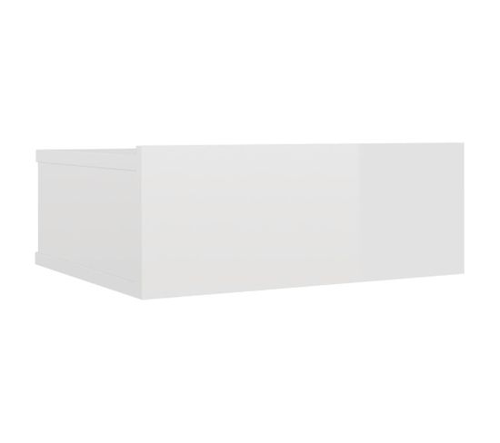 Table De Chevet Flottante Blanc Brillant 40x30x15 Cm Aggloméré