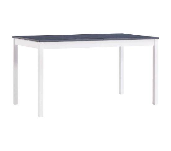 Table De Salle À Manger Blanc Et Gris 140 X 70 X 73 Cm Pin