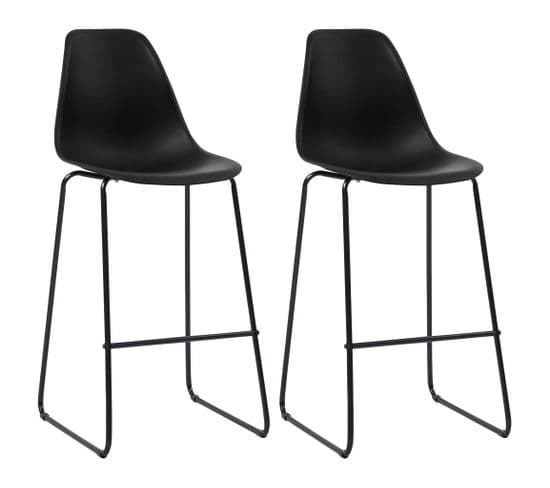 Chaises De Bar Lot De 2 Noir Plastique