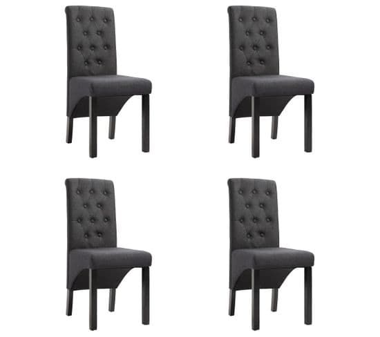 Chaises À Manger Lot De 4 Gris Foncé Tissu