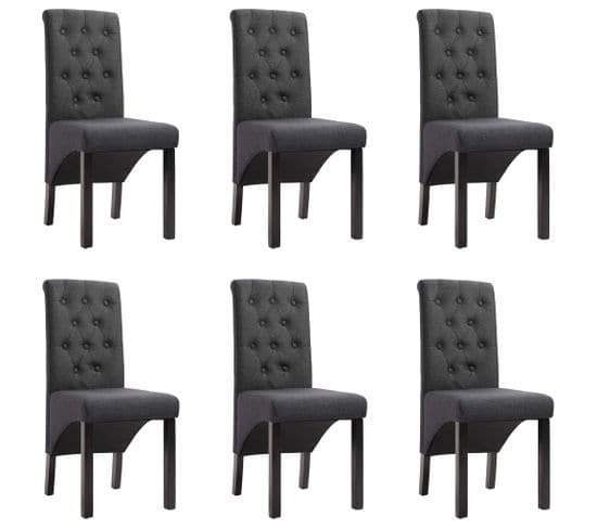 Chaises À Manger Lot De 6 Gris Foncé Tissu