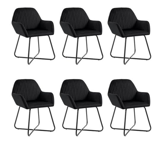 Chaises À Manger Lot De 6 Noir Velours