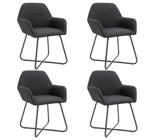 Chaises À Manger Lot De 4 Noir Tissu