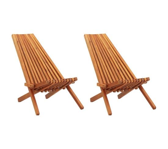 Chaises Pliables D'extérieur 2 Pièces Bois D'acacia Solide