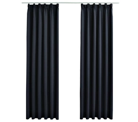 Rideaux Occultants Avec Crochets 2 PCs Anthracite 140x225 Cm