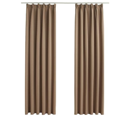 Rideaux Occultants Avec Crochets 2 PCs Taupe 140x225 Cm