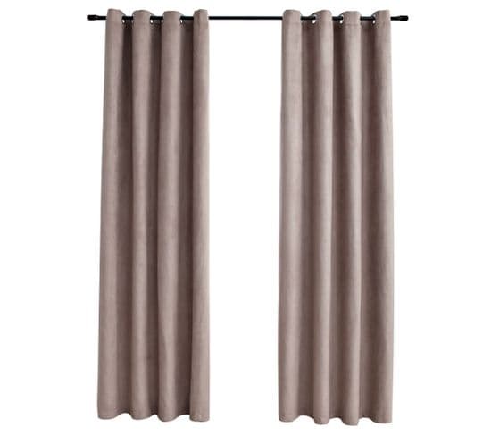 Rideaux Occultants Avec Anneaux En Métal 2 PCs Taupe 140x225 Cm