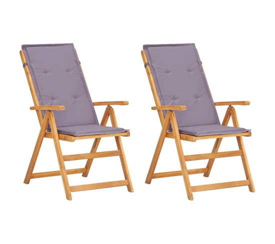 Chaises Inclinables De Jardin 2 PCs Marron Bois Solide D'acacia