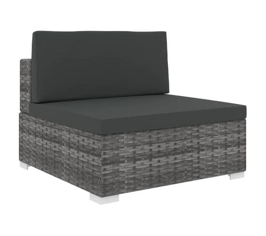 Siège Central Sectionnel 1 PC Et Coussins Résine Tressée Gris