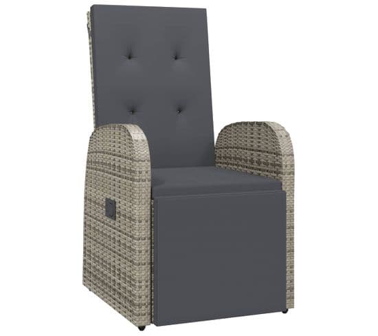 Chaise De Jardin Avec Coussin Inclinable Résine Tressée Gris Siège De Terrasse Extérieur