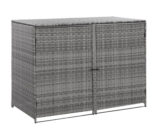 Vidaxl Abri De Poubelle Double Avec Couvercle Résine Tressée Anthracite 148x77x111cm Cache-poubelles