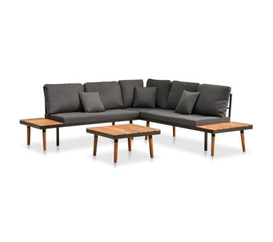 Salon De Jardin 4 PCs Avec Coussins Bois D'acacia Solide