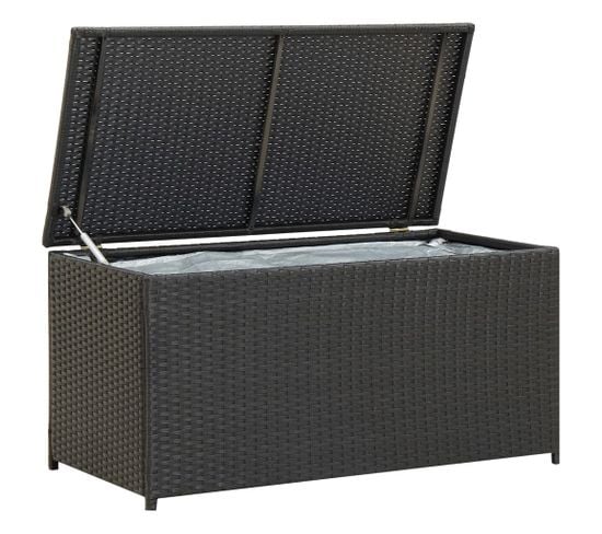 Boîte De Rangement De Jardin Résine Tressée 100x50x50 Cm Noir Coffre De Stockage Terrasse