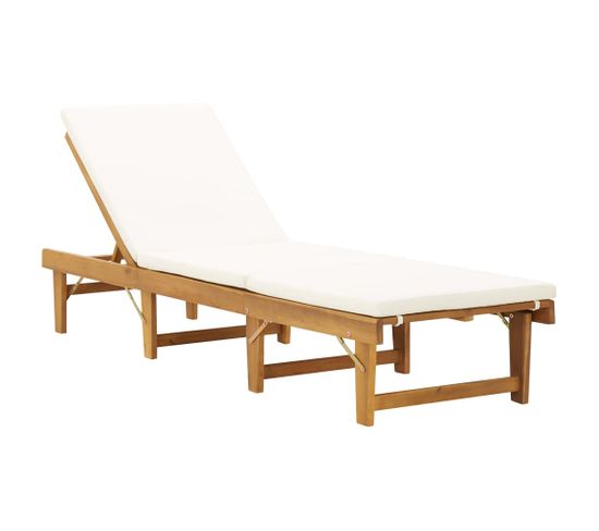 Chaise Longue Pliante Avec Coussin Bois D'acacia Solide